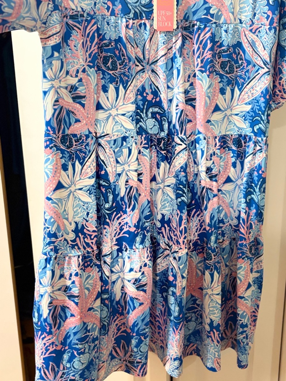 Simply Southern UPF 50+ Coastal Print Dress | Beachy Tiered Resort Dress - Picture 4 of 6